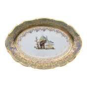 Блюдо овальное Repast Охота зеленая Мария-тереза 28 см